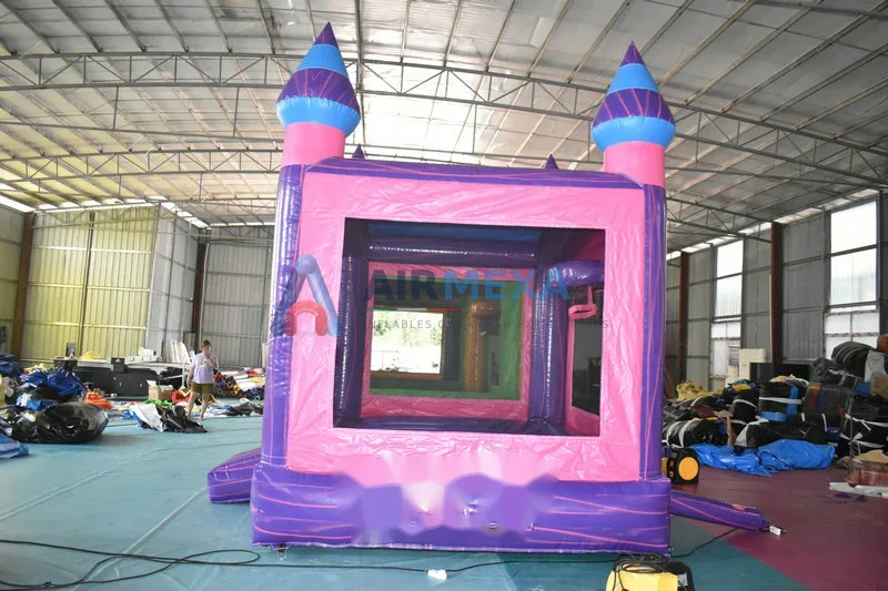 Castillo inflable morado de 4x4 metros con soplador para renta comercial
