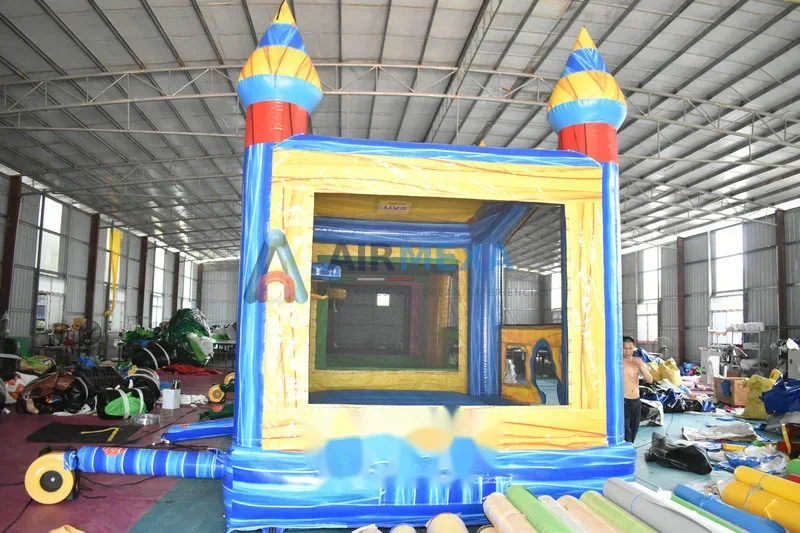 Castillo inflable azul clásico de 4x4 metros con soplador para renta