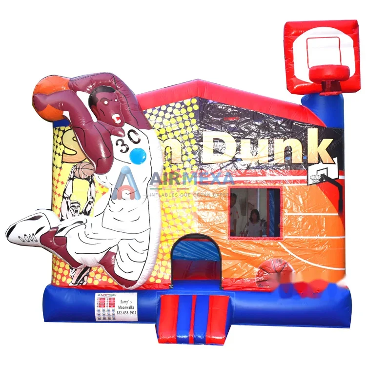 Castillo inflable compacto con aro de básquetbol integrado para fiestas