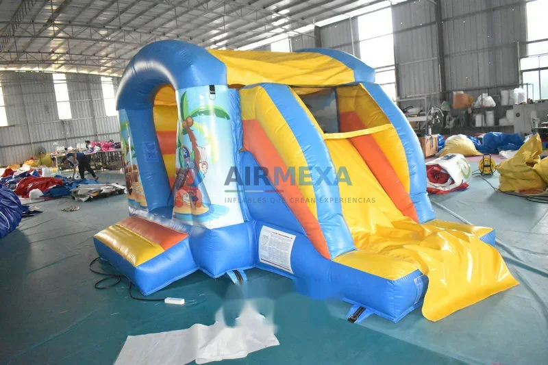 Castillo inflable pirata pequeño con resbaladilla para uso en interiores