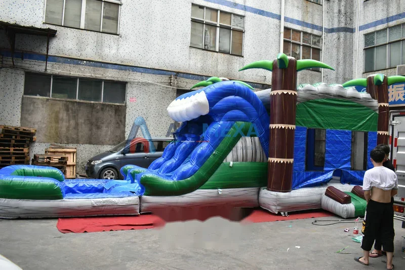 Combo inflable Tropical Wave con resbaladilla en modo húmedo y seco