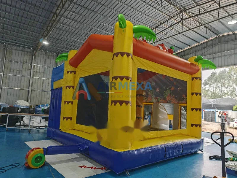 Combo inflable con resbaladilla y temática marina para renta de eventos
