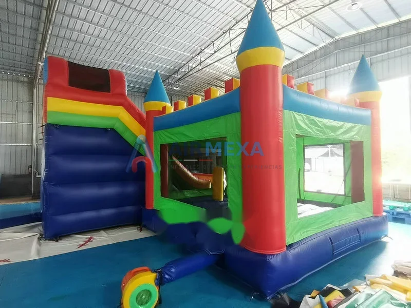 Castillo inflable combo comercial con resbaladilla y obstáculos internos