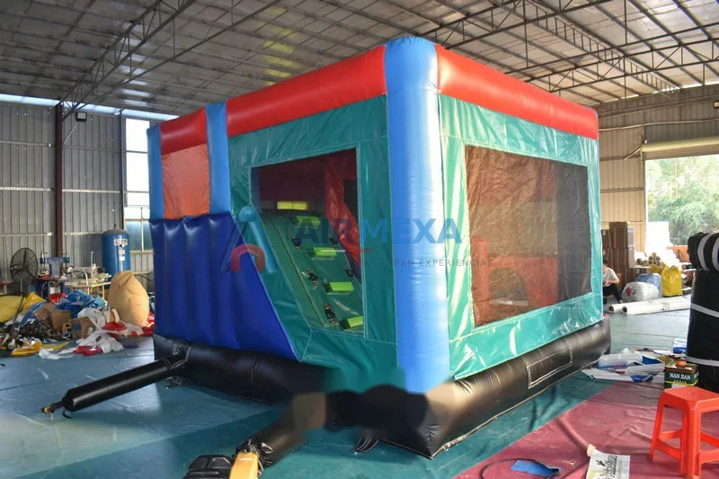 Combo inflable modular compacto con resbaladilla en espacio reducido