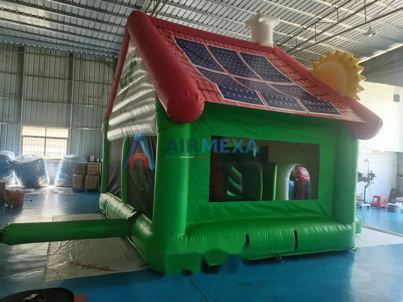 Combo inflable temático de granja con resbaladilla, tamaño compacto para jardín