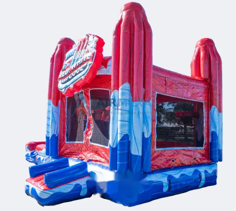 Combo inflable wet/dry con doble carril y temática de paletas heladas