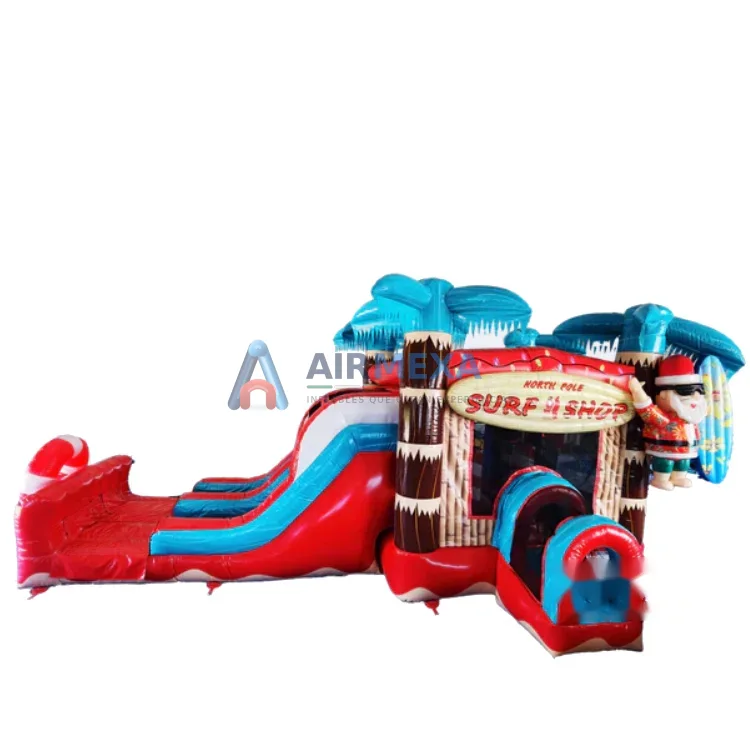 Combo inflable surf de doble carril con resbaladilla en evento al aire libre