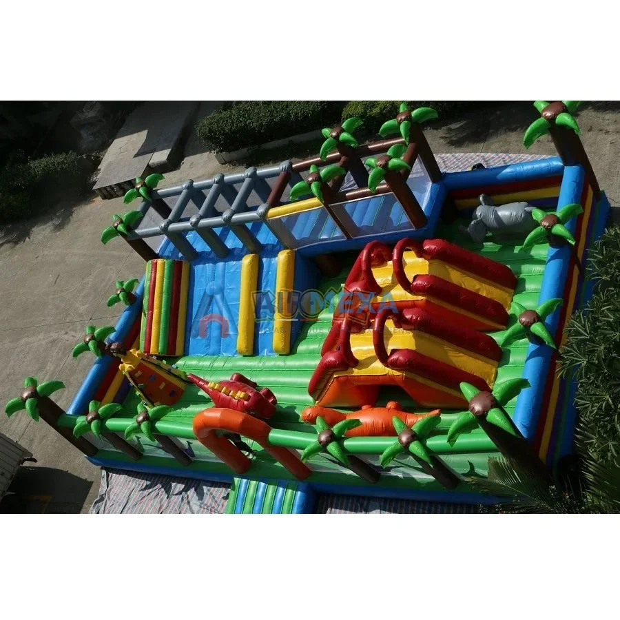Castillo inflable gigante temático de dinosaurios para parques y eventos comerciales