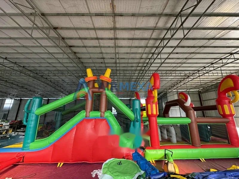 Pista de obstáculos inflable temática de golf de 13 metros para eventos