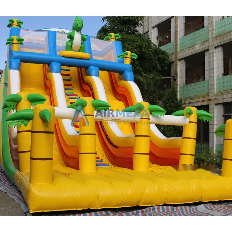 Resbaladilla inflable gigante temática de dinosaurio de 8 metros de altura en evento