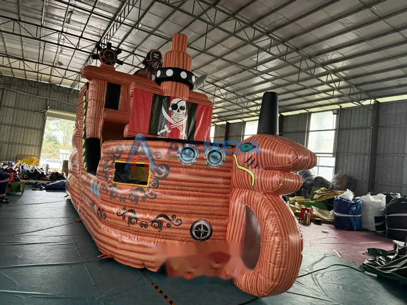 Resbaladilla inflable temática de barco pirata para uso comercial en evento infantil