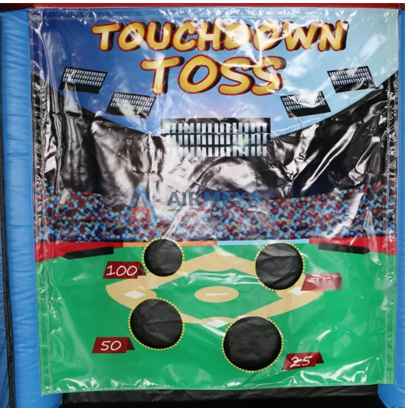 Juego de carnaval inflable 3 en 1 con fútbol, dardos de velcro y plátanos
