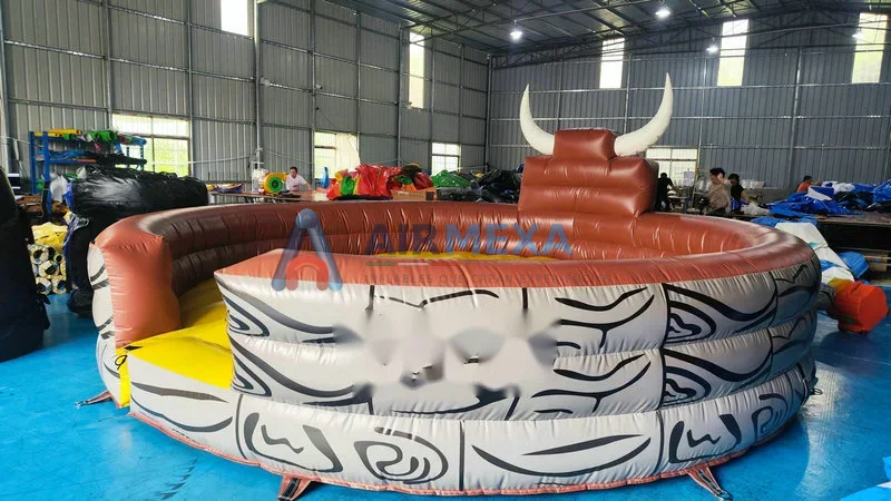 Colchón inflable redondo de 5 metros para toro mecánico en evento