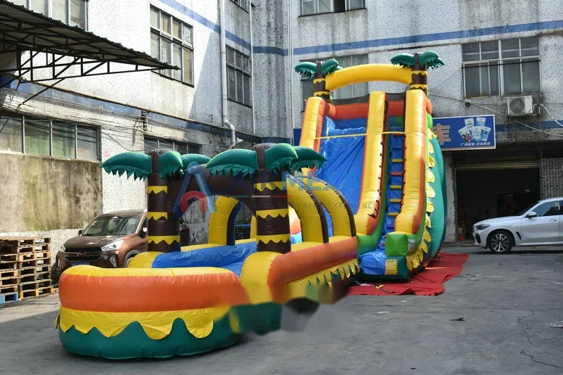 Resbaladilla acuática inflable Brisa Tropical con doble carril de carreras