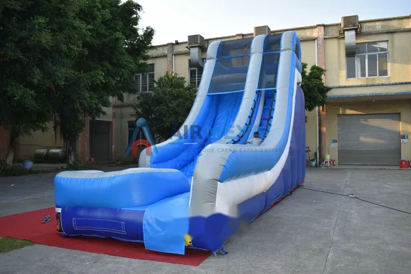 Resbaladilla inflable azul de 9 metros para uso seco y mojado en evento