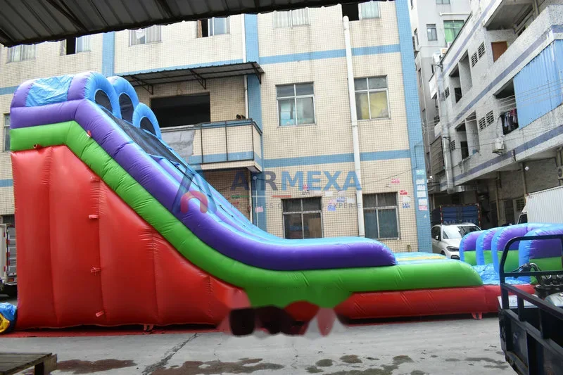 Resbaladilla inflable acuática doble carril estilo retro de 18 pies de altura