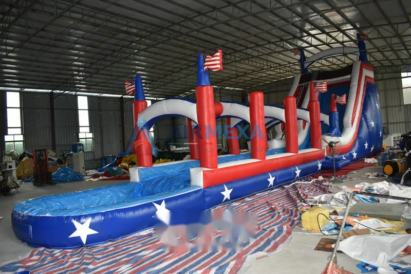 Resbaladilla acuática inflable americana de gran altura instalada en parque
