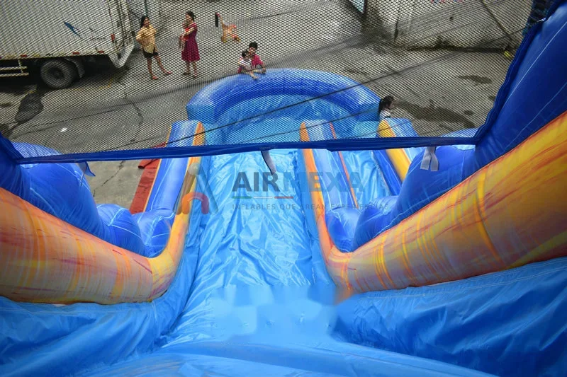 Resbaladilla acuática inflable temática de hielo de 6 metros instalada en alberca