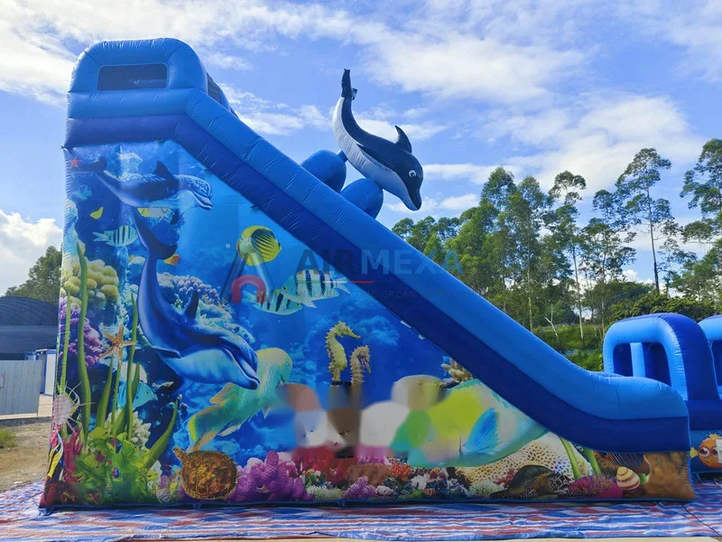 Resbaladilla acuática Coral Crush con sip n slide y temática de arrecife de coral