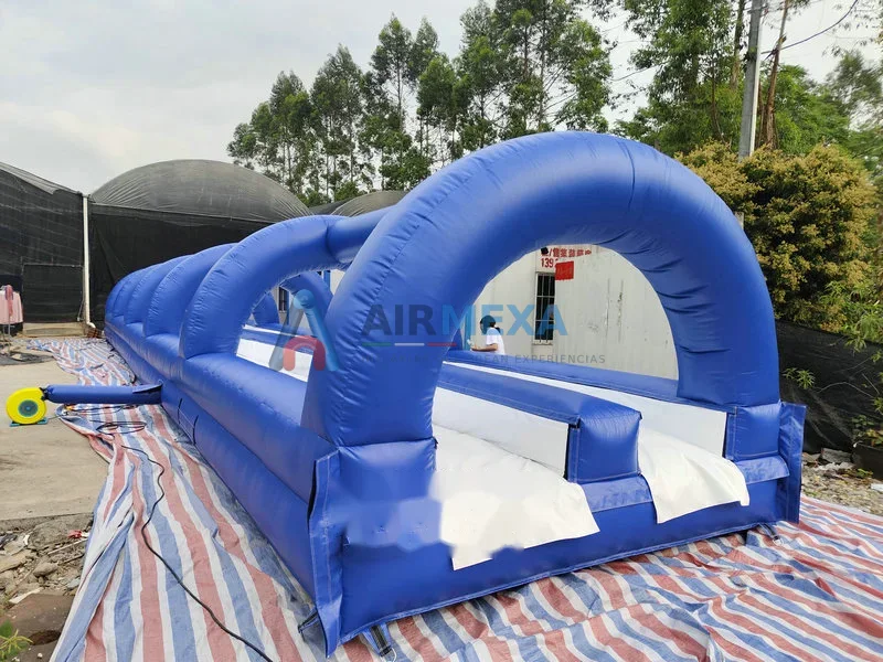 Resbaladilla inflable de doble carril de 40 metros instalada al aire libre