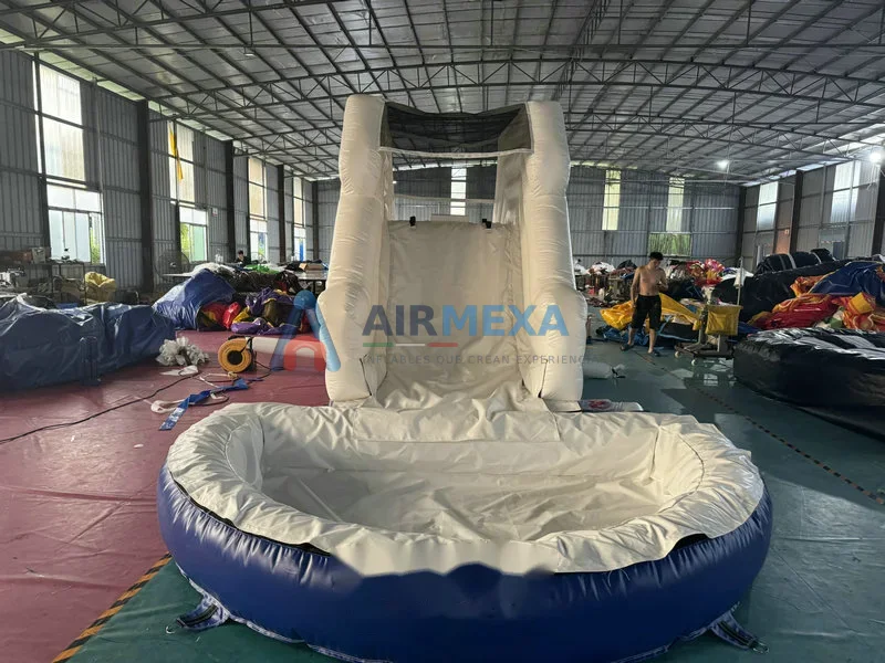 Resbaladilla acuática inflable temática de delfín tropical instalada al aire libre