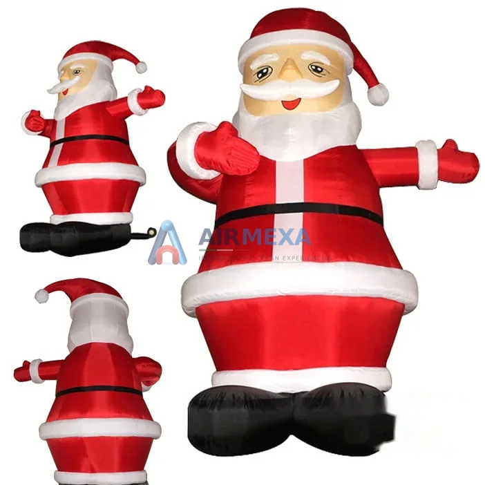 Santa Claus inflable gigante de 6 metros instalado en fachada comercial